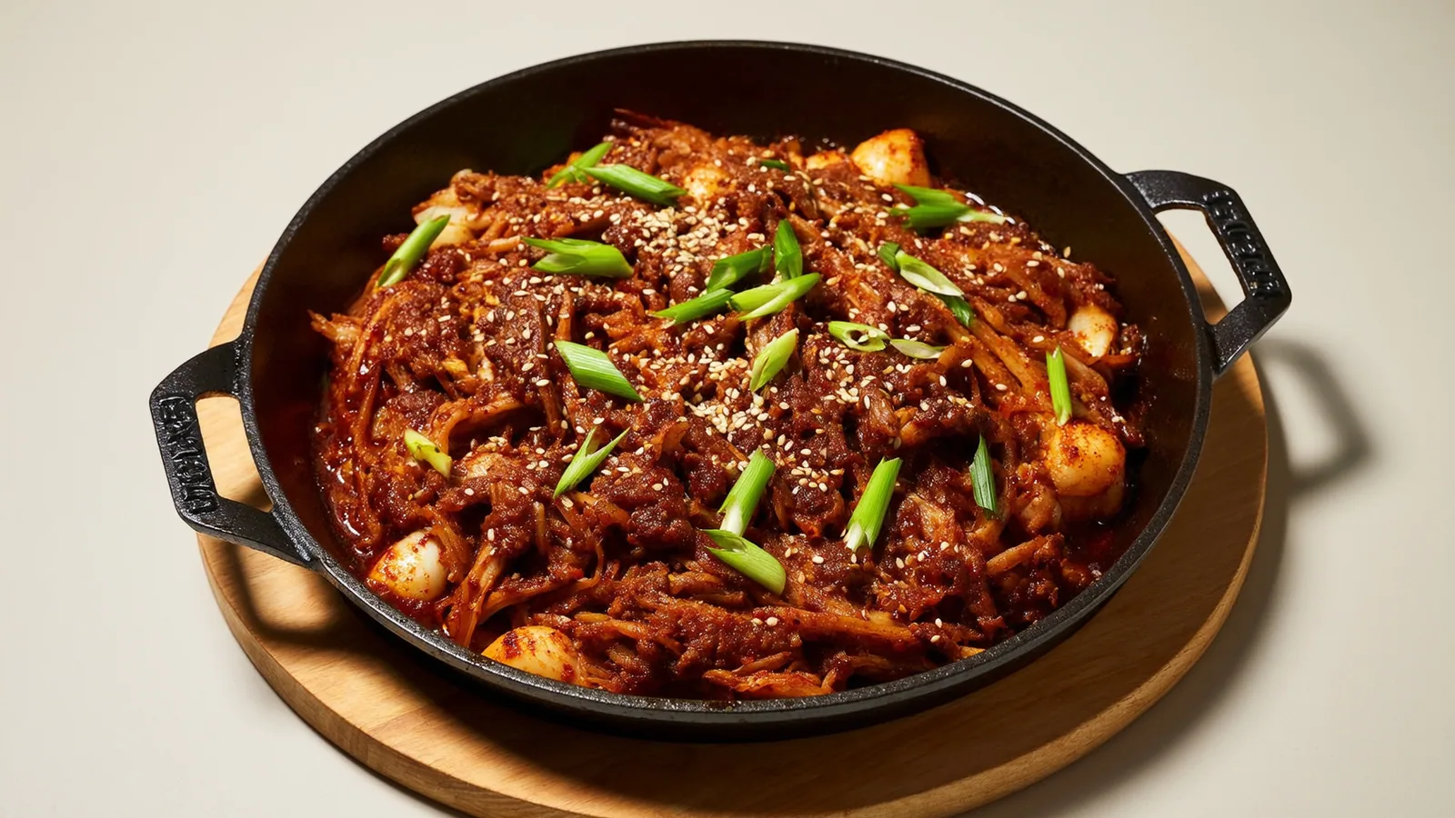 Koreanisches Bulgogi mit karamellisiertem Rindfleisch, Zwiebeln und Sesam