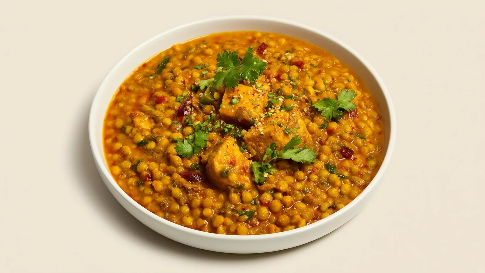 Gelbes Dal Tadka mit Knoblauch, Chili und Gewürzbutter