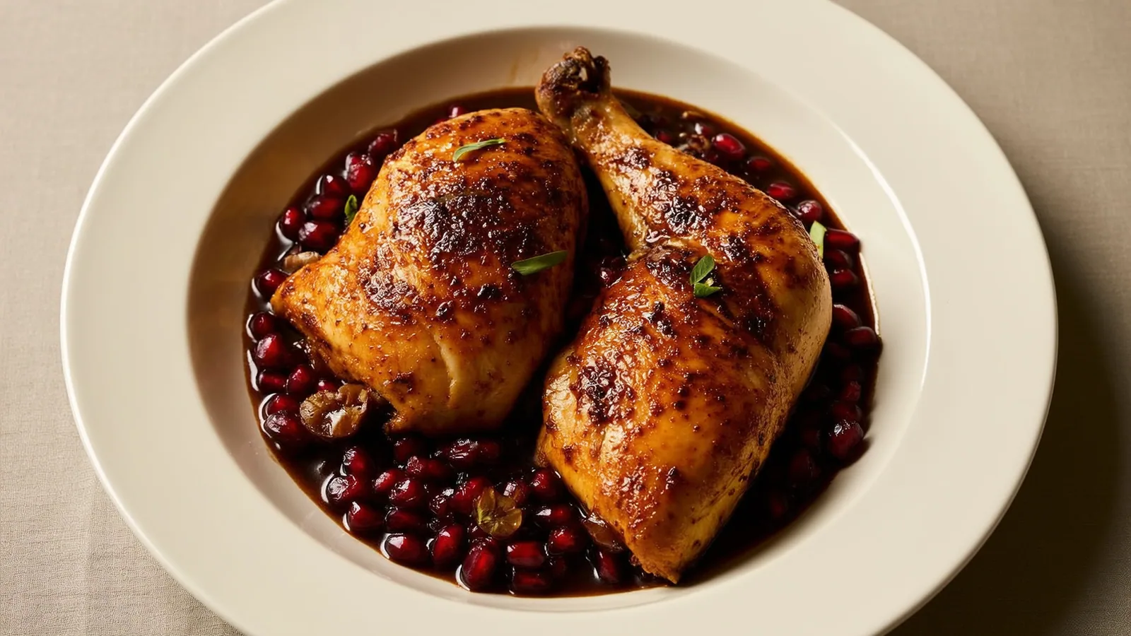 Persisches Fesenjan mit Huhn in dunkler Walnuss-Granatapfel-Sauce