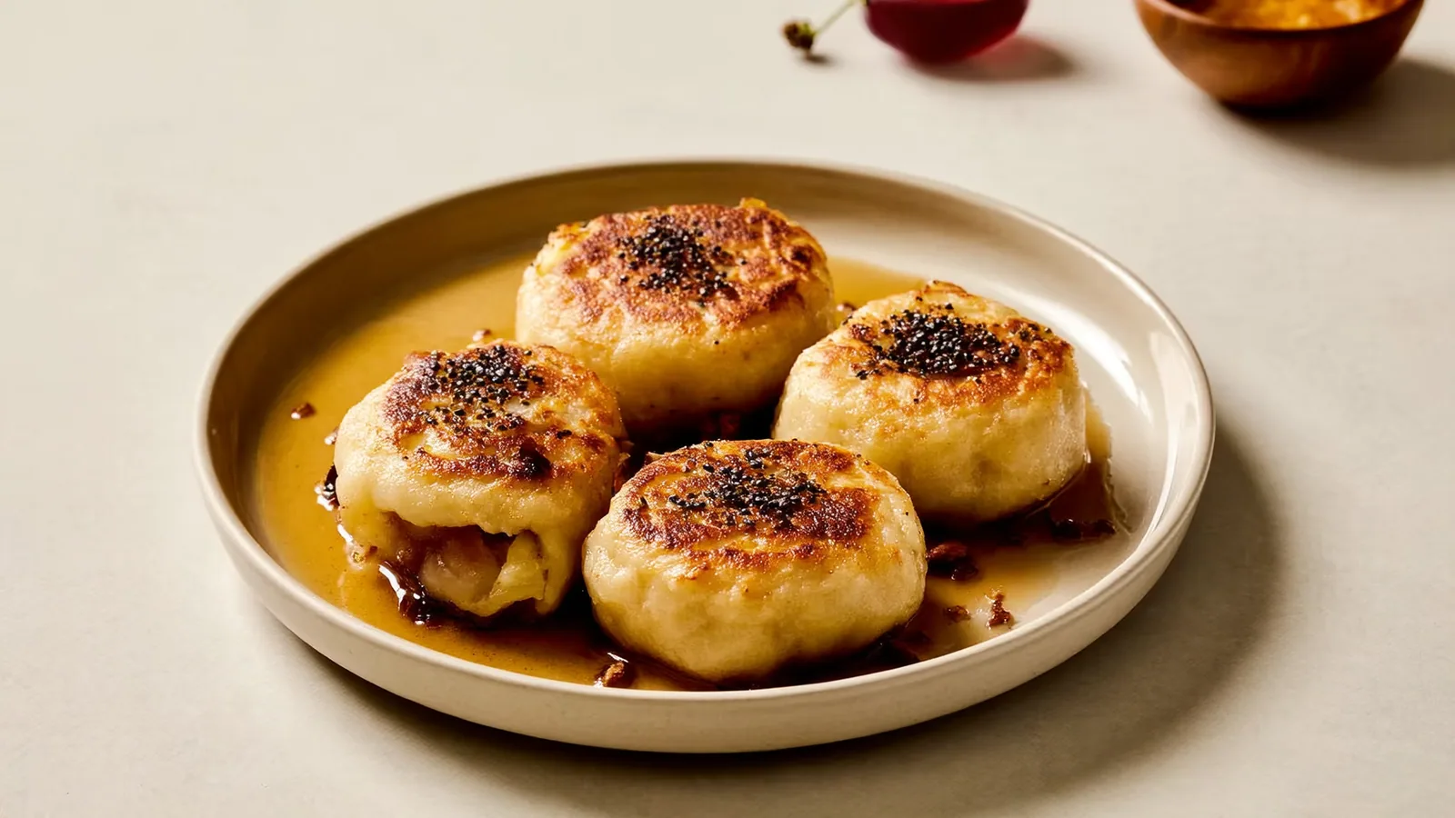 Flaumiger Germknödel mit Mohnzucker und zerlassener Butter