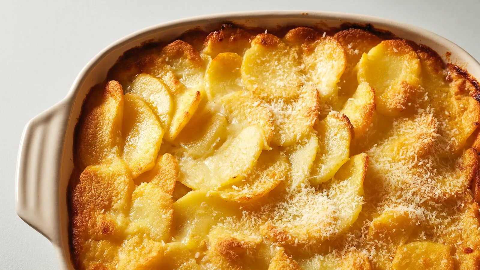 Goldbraunes Kartoffelgratin mit cremigen Schichten und Gruyèrekruste
